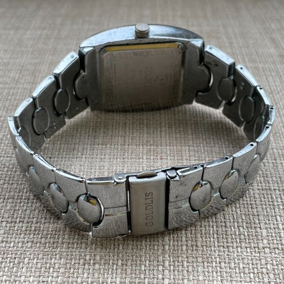 Goldis Men Wrist Watch Silver Tone Analog Quartz Black Face Watch - Picture 14 of 14